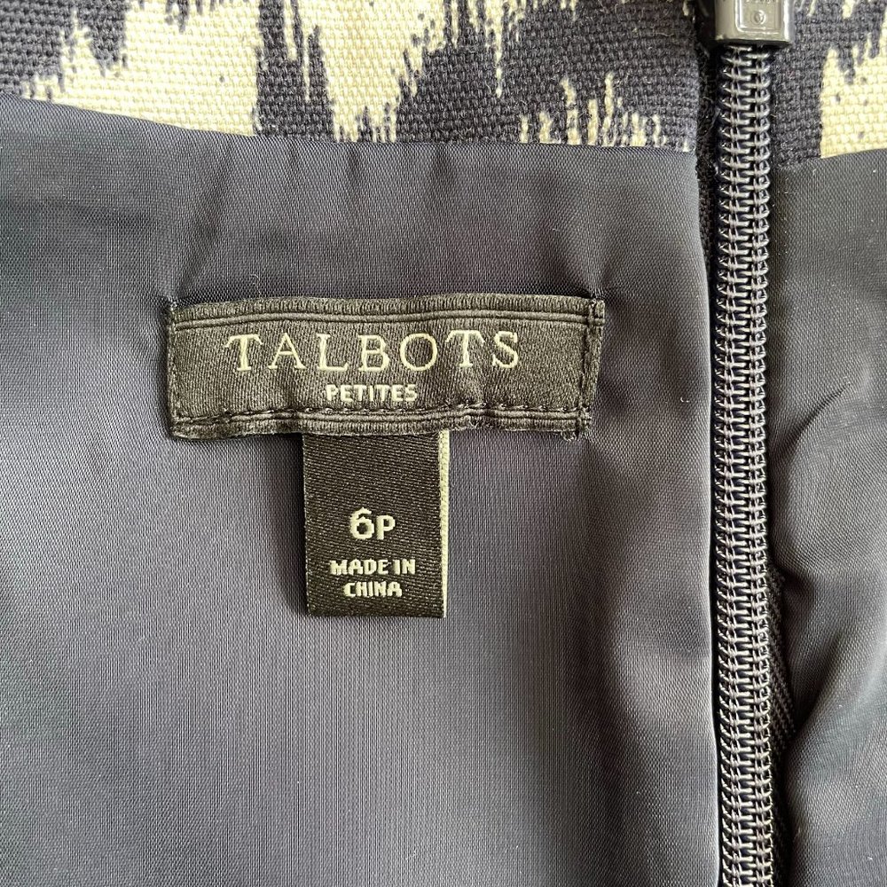 TALBOTS Navy and Beige V-Neck Dress, Womens Size 6 Petite; Ready to Ship - Picture 13 of 16